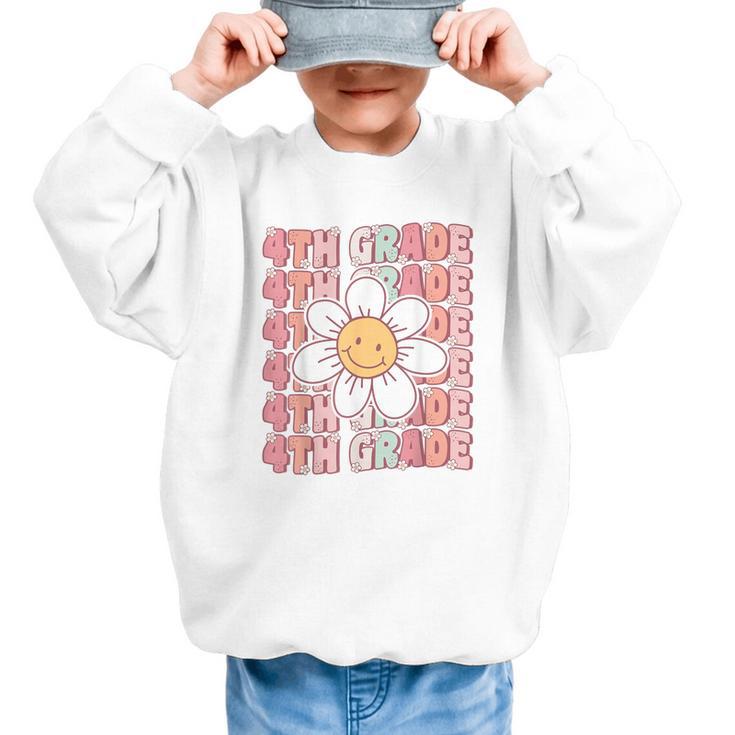 Groovy 4th Grade Back To School First Day Of Fourth Grade Graphic Kid Sweatshirt