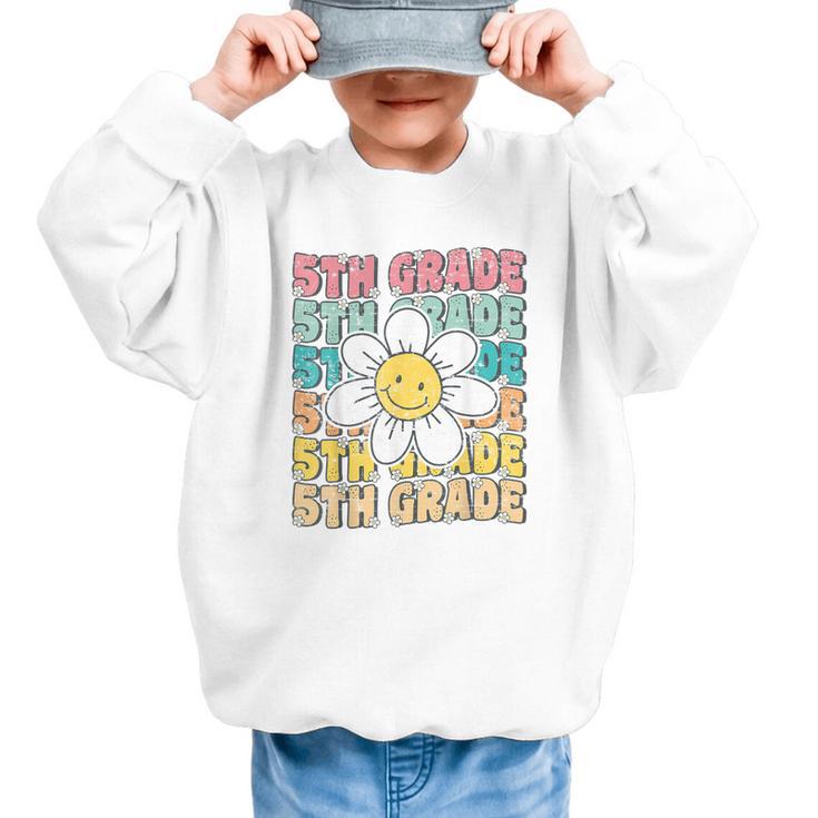 Groovy 5th Grade Back To School First Day Of Fifth Grade Graphic Kid Sweatshirt