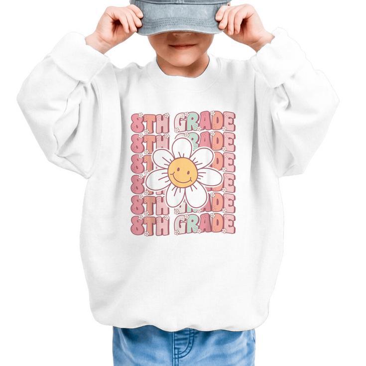Groovy 8th Grade Back To School First Day Of Eighth Grade Graphic Kid Sweatshirt