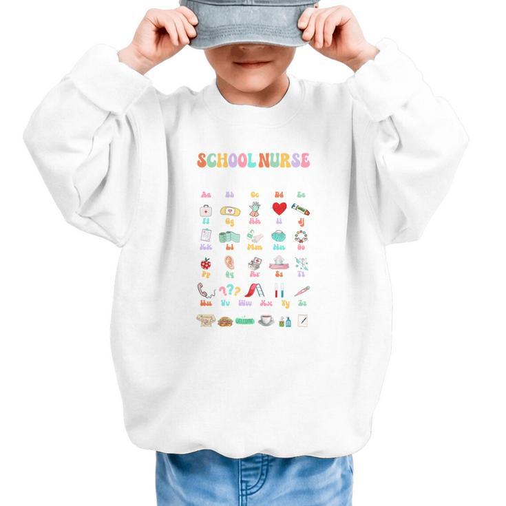 Groovy Cute ABC School Nurse Alphabet Back To School Women Graphic Kid Sweatshirt