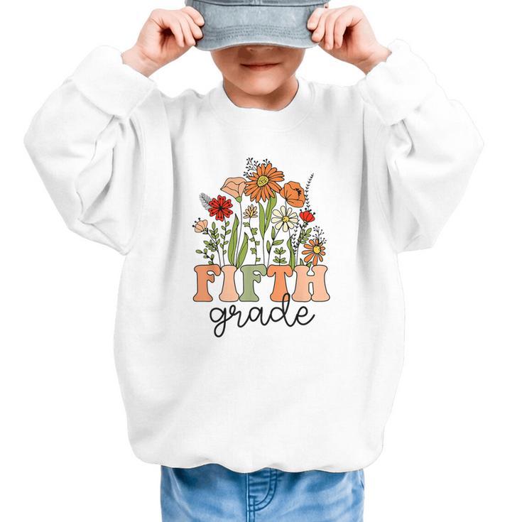 Groovy Fifth Grade Wildflowers Back To School 5th Grade Graphic Kid Sweatshirt