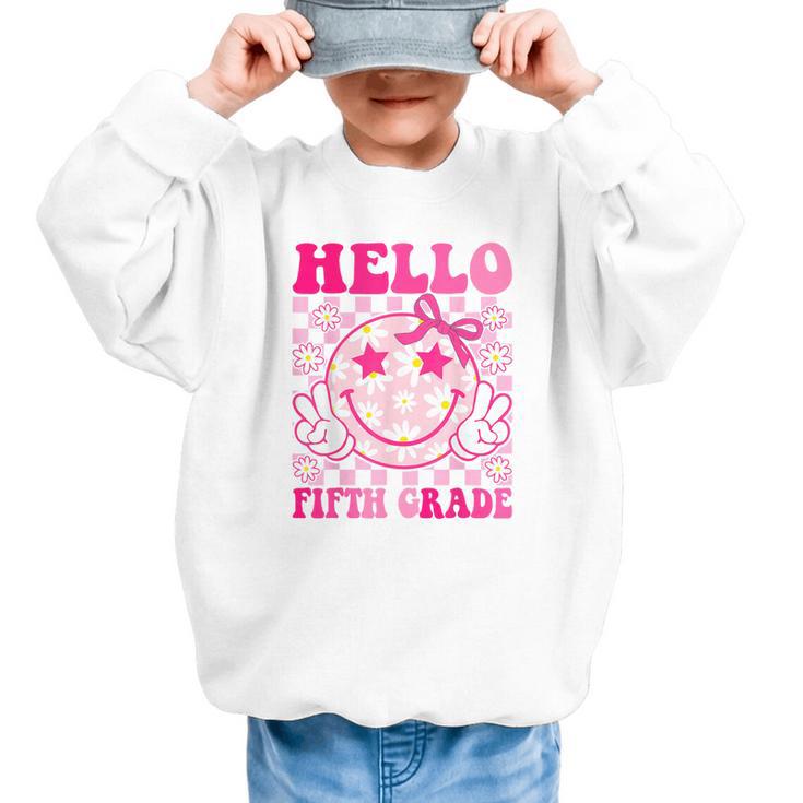 Hello Fifth Grade Coquette Bow Back To School 5th Grade Girl Graphic Kid Sweatshirt
