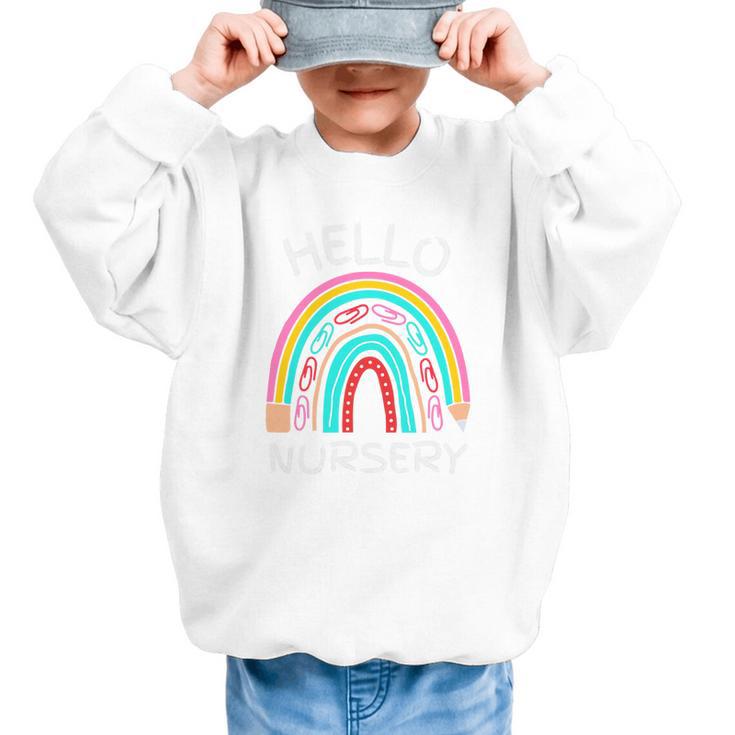 Hello Nursery Pencil Rainbow Back To School Boys Girls Premium Tri-Blend Graphic Kid Sweatshirt