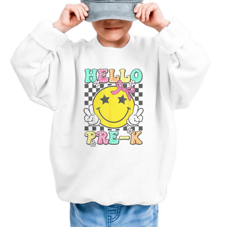 Hello Pre-K Coquette Bow Back To School Preschool Girl Graphic Kid Sweatshirt