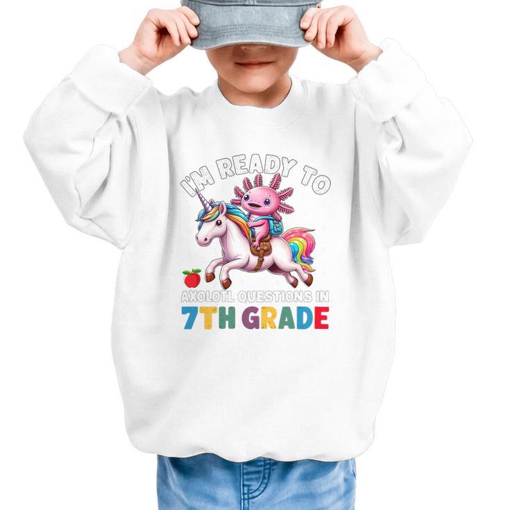 I'm Ready To Axolotl Questions In 7th Grade Back To School Premium Tri-Blend Graphic Kid Sweatshirt