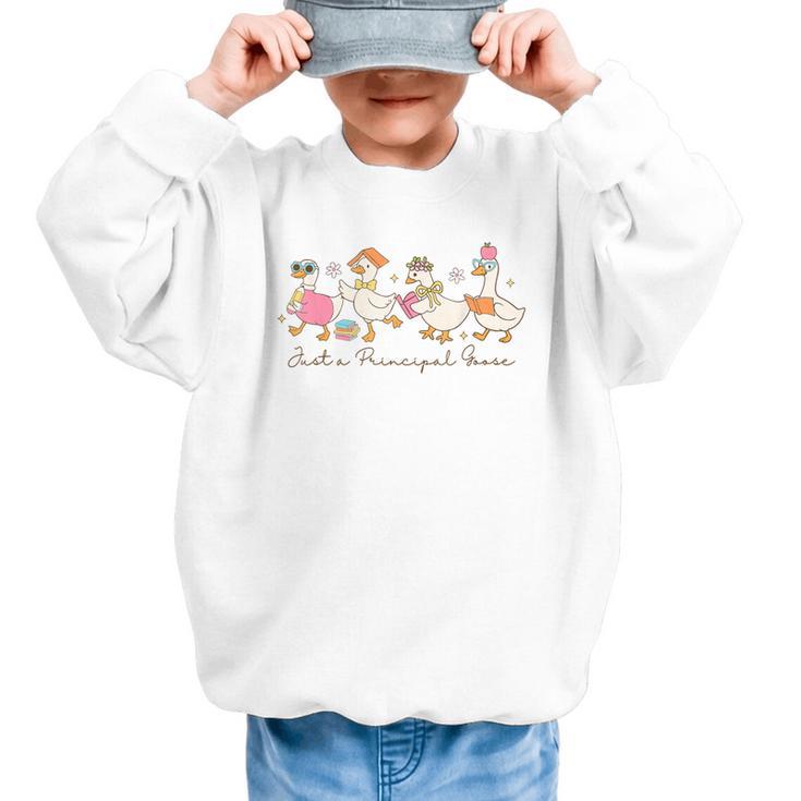 Just a Principal Goose Back To School Silly Goose Principal Graphic Kid Sweatshirt
