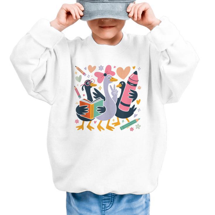 Kindergarten 1st Grade Goose Back To School Girls Graphic Kid Sweatshirt