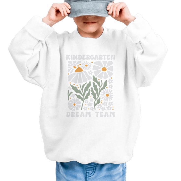 Kindergarten Dream Team First Day Back To School Boho Flower Performance Graphic Kid Sweatshirt