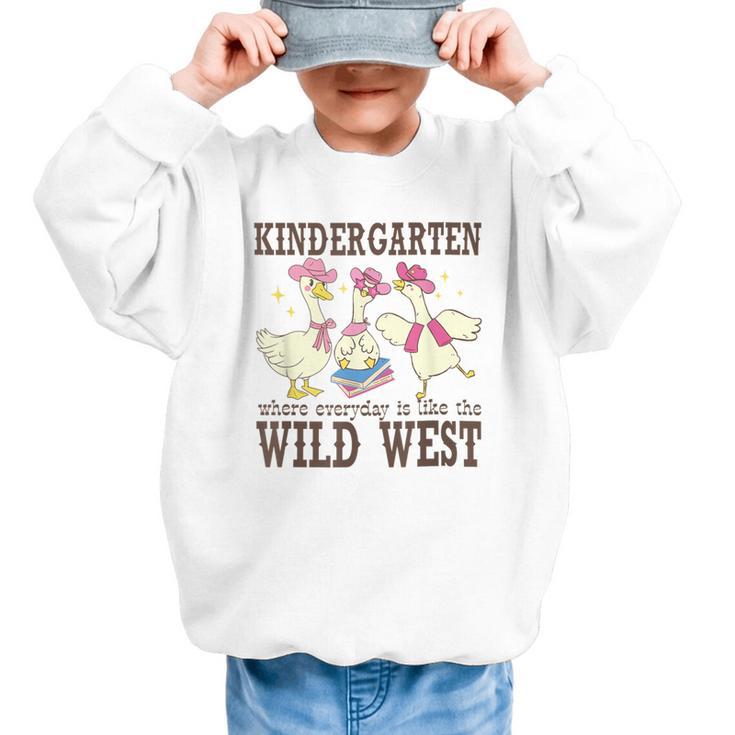 Kindergarten Wild West Goose Cowboy Goose Back To School Graphic Kid Sweatshirt