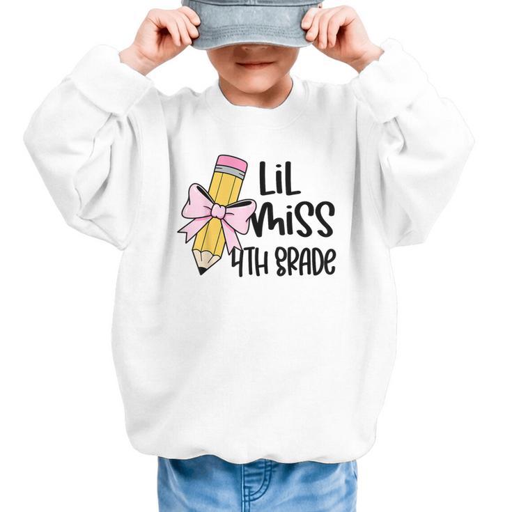 Lil Miss 4th Grade Coquette Bow Pencil Back To School Girls Graphic Kid Sweatshirt