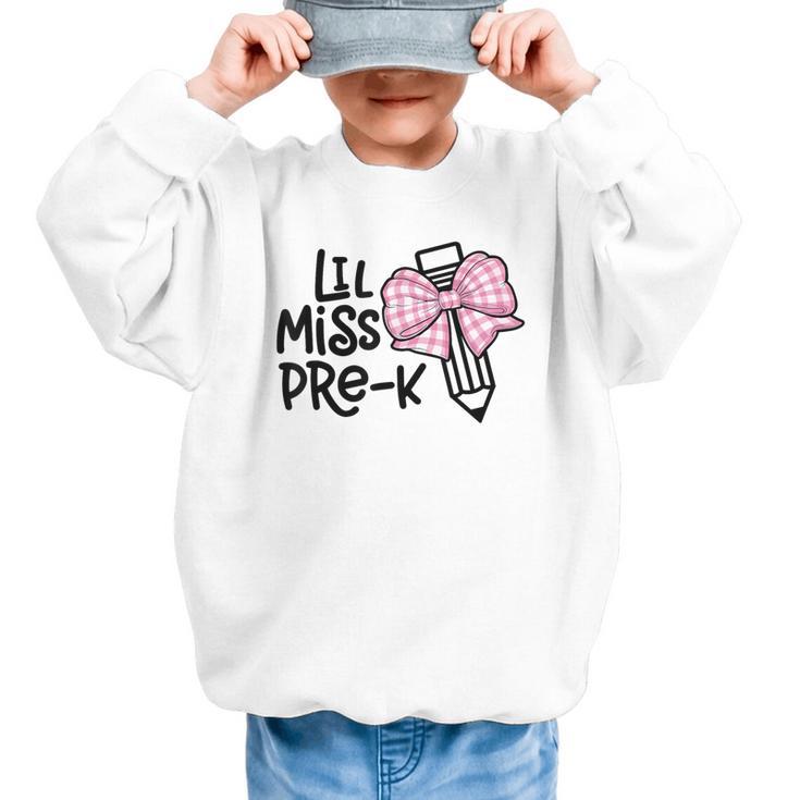 LiL Miss Pre-K Girls Coquette Bow Gingham Bow Back To School Graphic Kid Sweatshirt