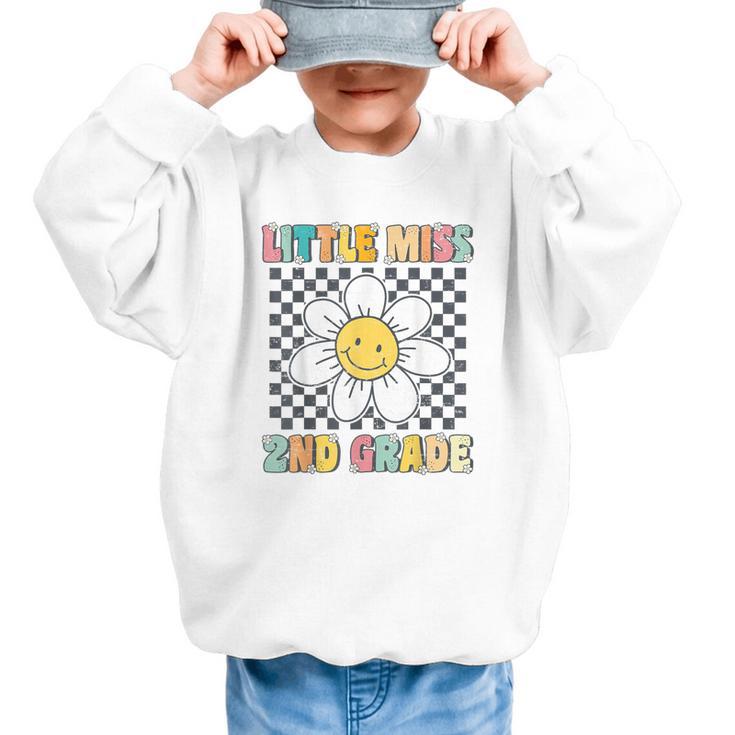 Little Miss 2nd Grade Retro Groovy 2nd Grade Back To School Graphic Kid Sweatshirt