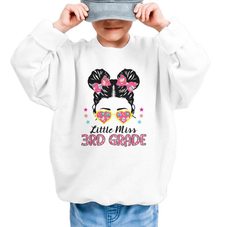 Little Miss 3rd Grade Messy Bun Back To School Graphic Kid Sweatshirt Little Miss 3rd Grade Messy Bun Back To School Graphic Kid Sweatshirt