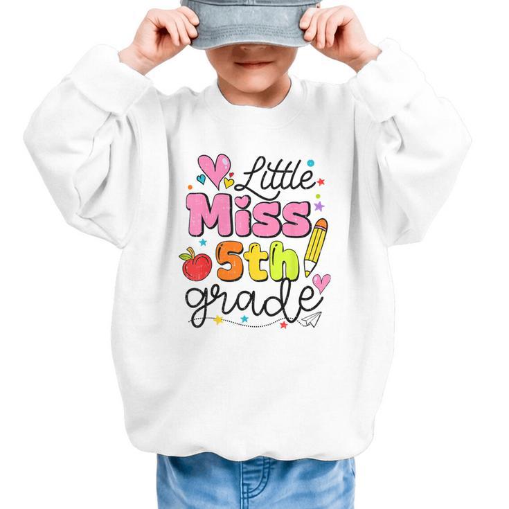 Little Miss 5th Grade Back To School Cute Fifth Grade Girls Graphic Kid Sweatshirt
