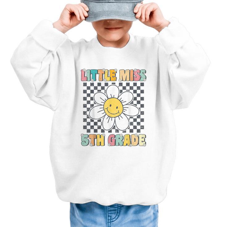 Little Miss 5th Grade Retro Groovy 5th Grade Back To School Graphic Kid Sweatshirt