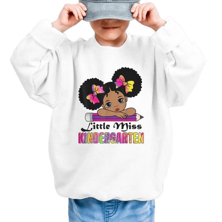 Little Miss Kindergarten Afro Puff Girl Back To School Graphic Kid Sweatshirt