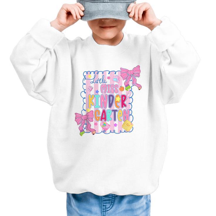 Little Miss Kindergarten Kids Girls Coquette Back To School Graphic Kid Sweatshirt