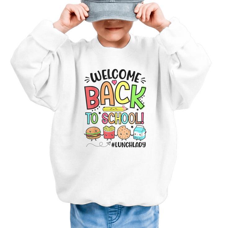 Lunch Lady Welcome Back To School First Day Of School Graphic Kid Sweatshirt