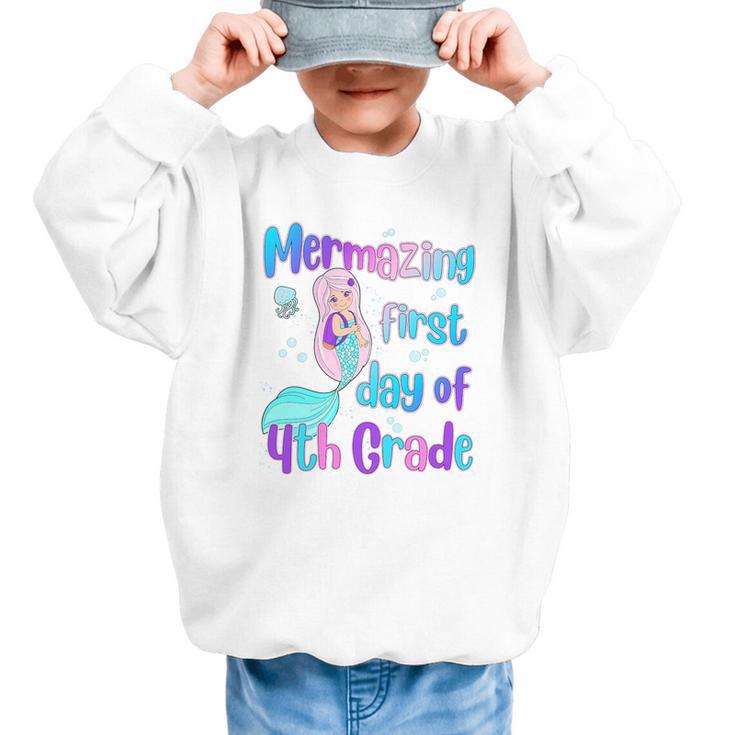 Mermazing First Day Of Fourth Grade Back To School Mermaid Premium Tri-Blend Graphic Kid Sweatshirt
