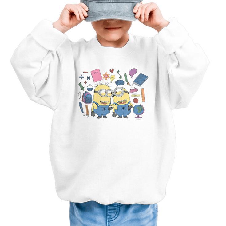 Minions Back To School Sketched Graphic Kid Sweatshirt