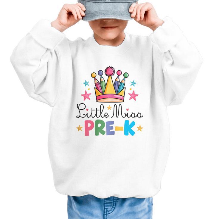 Miss Pre-K Pencils Crown Cute Back To School First Day Girls Graphic Kid Sweatshirt