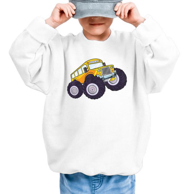 Monster Truck School Bus Yellow Back To School Kids Toddler Graphic Kid Sweatshirt
