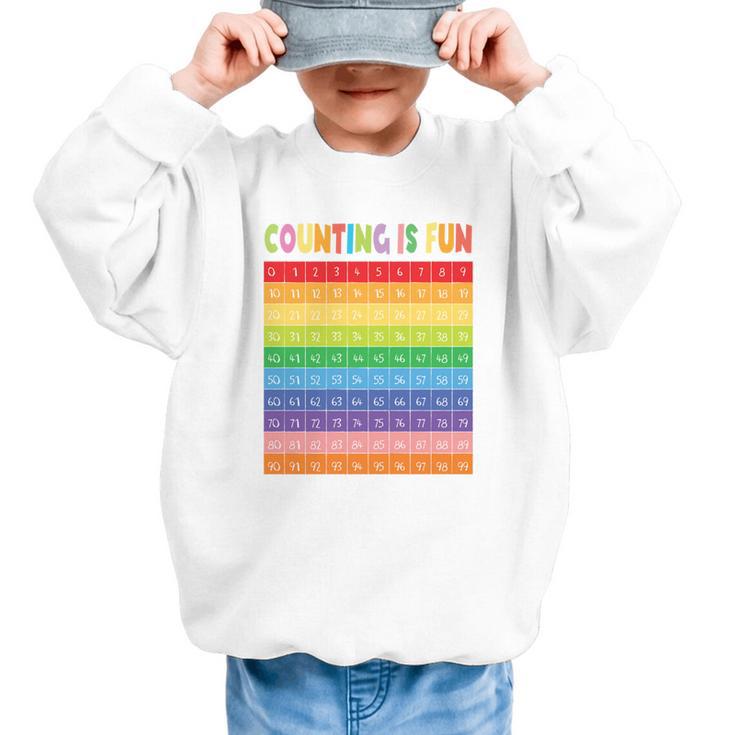 Numbers Learning Cute Numbers 0-100 Back To School Counting Graphic Kid Sweatshirt