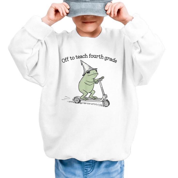 Off To Teach Fourth Grade Froggy Cute Frog Back To School Graphic Kid Sweatshirt