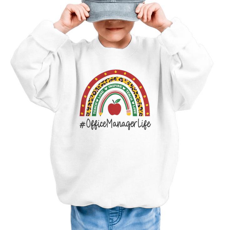 Office Manager Rainbow Appreciation Day Hello Back To School Graphic Kid Sweatshirt