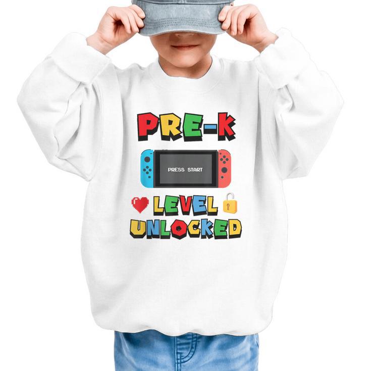 Pre-K Level Unlocked Back To School Video Game Graphic Kid Sweatshirt
