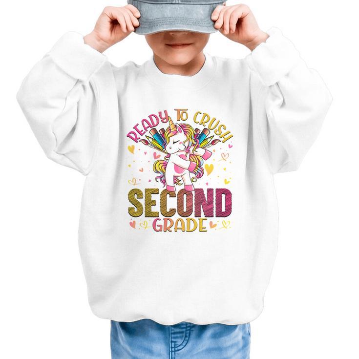 Ready To Crush Second 2nd Grade Back To School Unicorn Kids Performance Graphic Kid Sweatshirt Ready To Crush Second 2nd Grade Back To School Unicorn Kids Performance Graphic Kid Sweatshirt