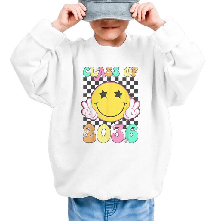Retro Class Of 2036 Grow With Me Back To School Kindergarten Graphic Kid Sweatshirt