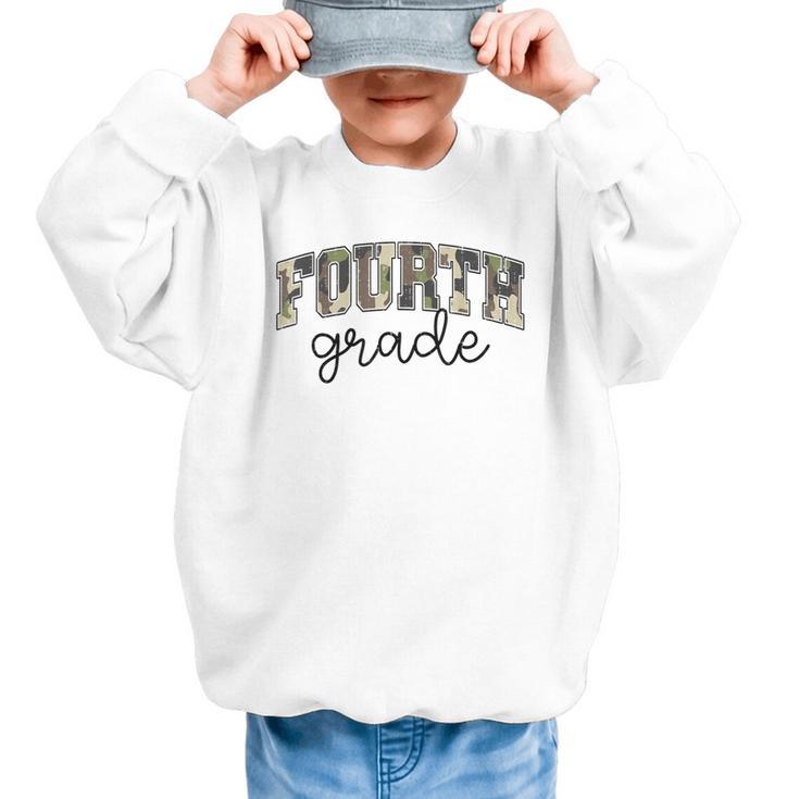 Retro Fourth Grade Camo Back To School Girls Boys 4th Grade Graphic Kid Sweatshirt