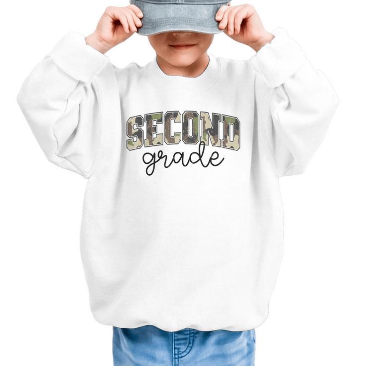 Retro Second Grade Camo Back To School Girls Boys 2nd Grade Graphic Kid Sweatshirt