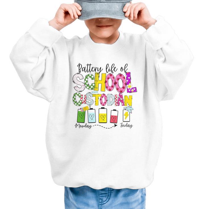 School Custodian Battery Life Back To School Janitor Graphic Kid Sweatshirt
