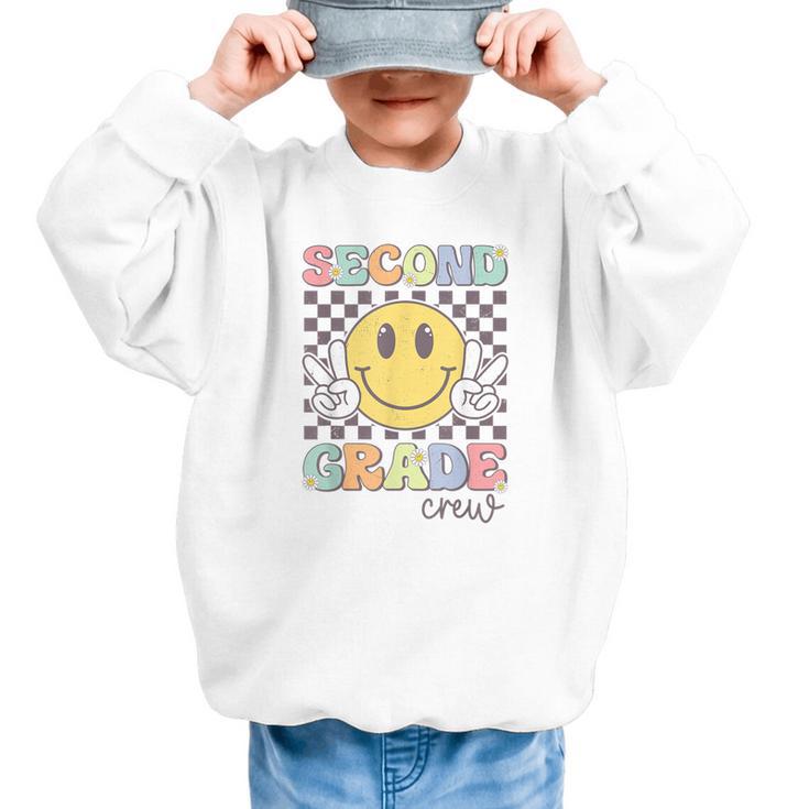 Second Grade Crew Smile Face Back To School 2nd Grade Team Graphic Kid Sweatshirt