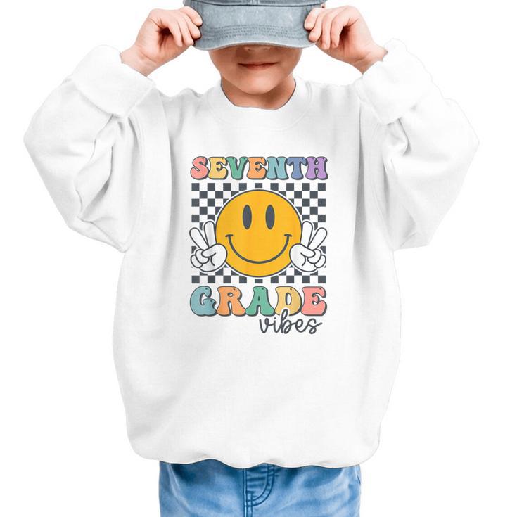 Seventh Grade Vibes Cute Smile Back To School 7th Grade Team Graphic Kid Sweatshirt