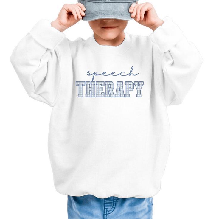Speech Therapy Gingham SLP Therapist Summer Back To School Graphic Kid Sweatshirt