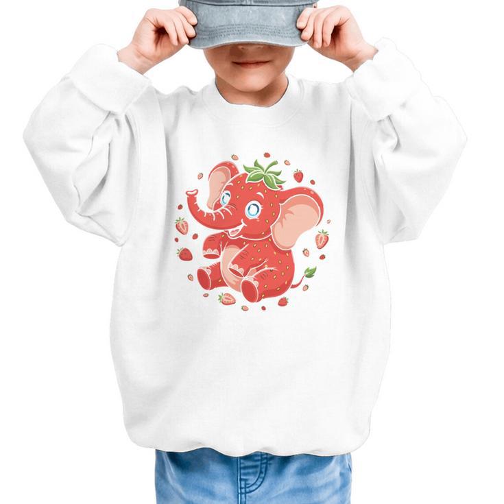 Strawberry Elephant Italian Brainrot Meme Back To School Comfort Colors Crop Top Graphic Kid Sweatshirt