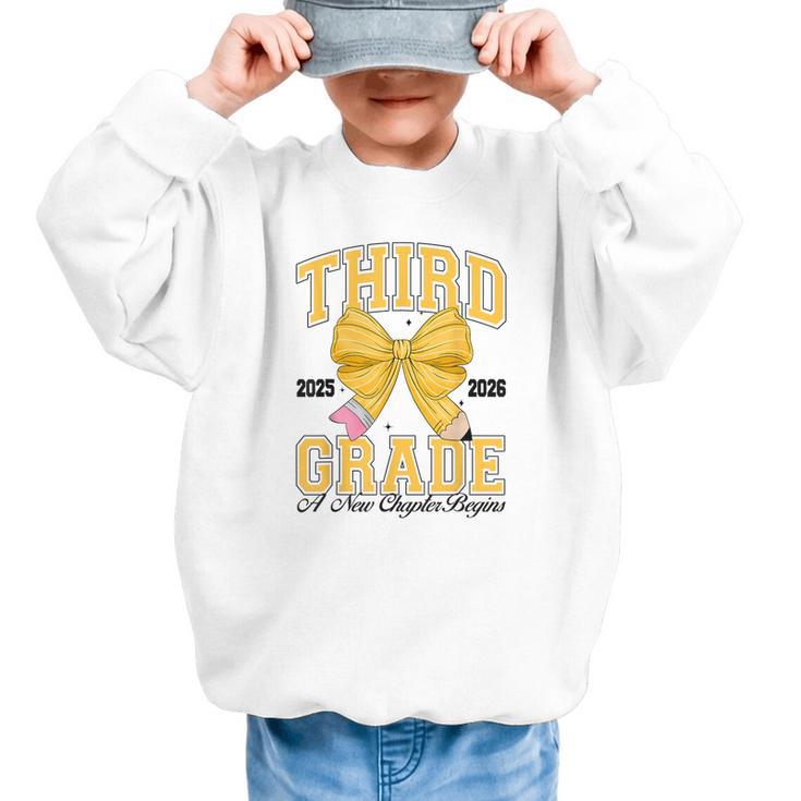 Third Grade Back To School First Day Pencil Bow 2025 Girls Graphic Kid Sweatshirt