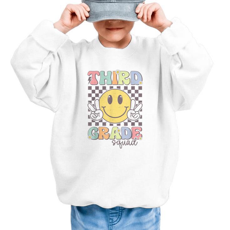 Third Grade Squad Smile Face 3rd Grade Back To School Graphic Kid Sweatshirt