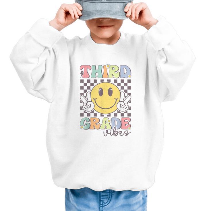 Third Grade Vibes Smile Face 3rd Grade Team Back To School Graphic Kid Sweatshirt