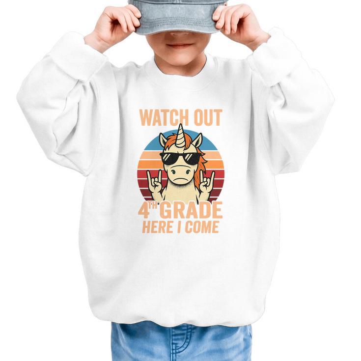 Watch Out Fourth Grade 2026 Back To School 4th Grade Boys Premium Tri-Blend Graphic Kid Sweatshirt