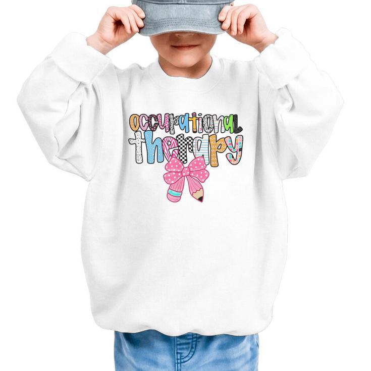 Women Occupational Therapy OT Pencil Bow Back To School COTA Graphic Kid Sweatshirt