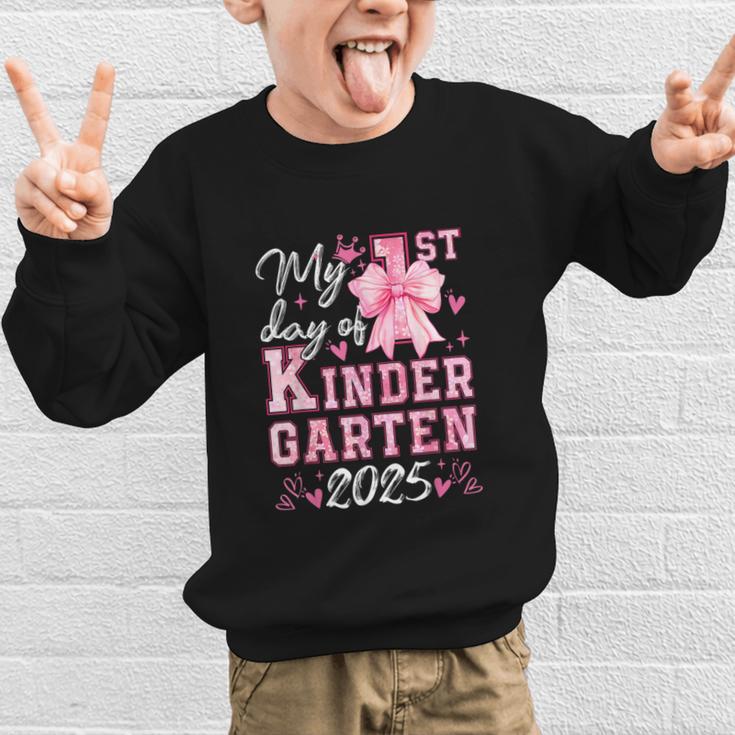 My 1st Day Of Kindergarten 2025 Back To School Girls Graphic Kid Sweatshirt My 1st Day Of Kindergarten 2025 Back To School Girls Graphic Kid Sweatshirt
