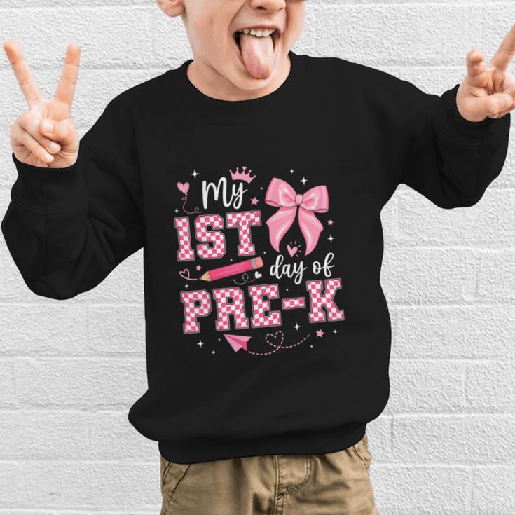 My 1st Day Of Pre-K PreK Pre K 2025 Back To School Girls Graphic Kid Sweatshirt My 1st Day Of Pre-K PreK Pre K 2025 Back To School Girls Graphic Kid Sweatshirt