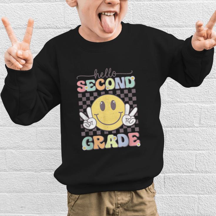 2nd Grade Team Back To School Hello Second Grade Smile Face Graphic Kid Sweatshirt 2nd Grade Team Back To School Hello Second Grade Smile Face Graphic Kid Sweatshirt