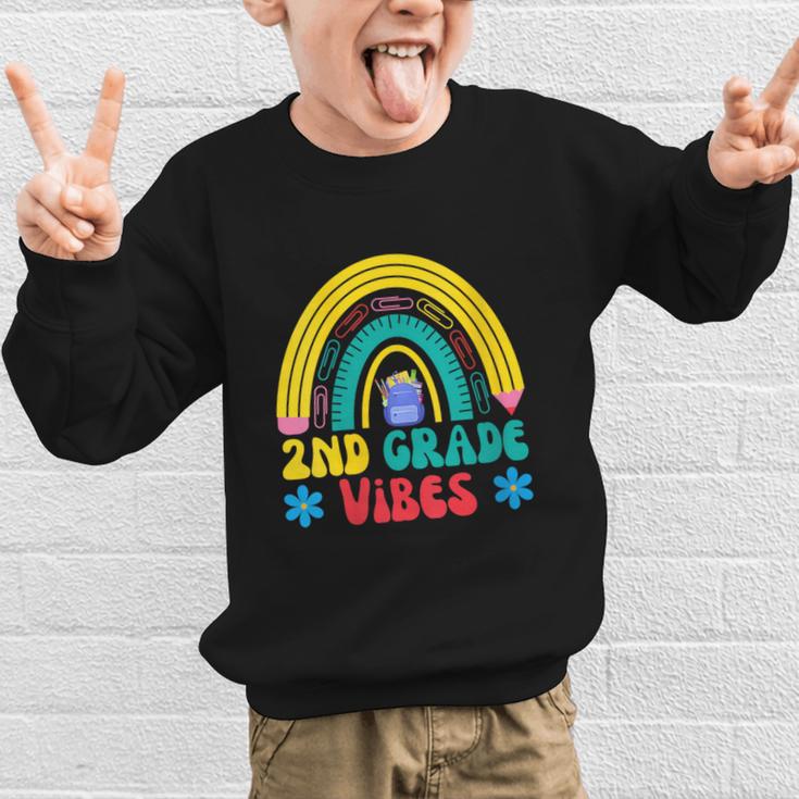 2nd Grade Vibes Back To School Rainbow Second Grade Graphic Kid Sweatshirt