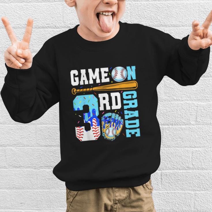 3rd Grade Back To School Baseball Drip Ice Cream Game On Graphic Kid Sweatshirt