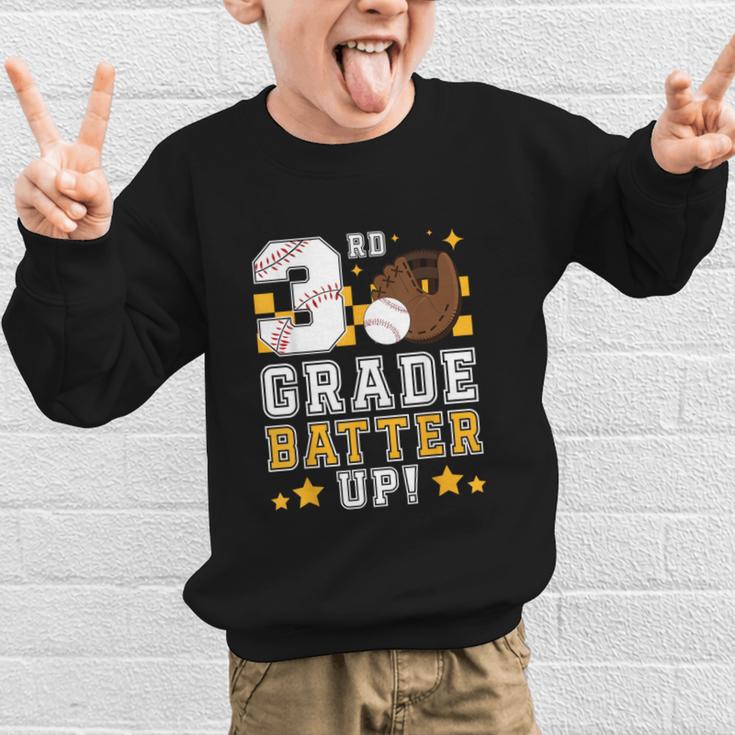 3rd Grade Batter Up Baseball First Day Back To School Graphic Kid Sweatshirt 3rd Grade Batter Up Baseball First Day Back To School Graphic Kid Sweatshirt